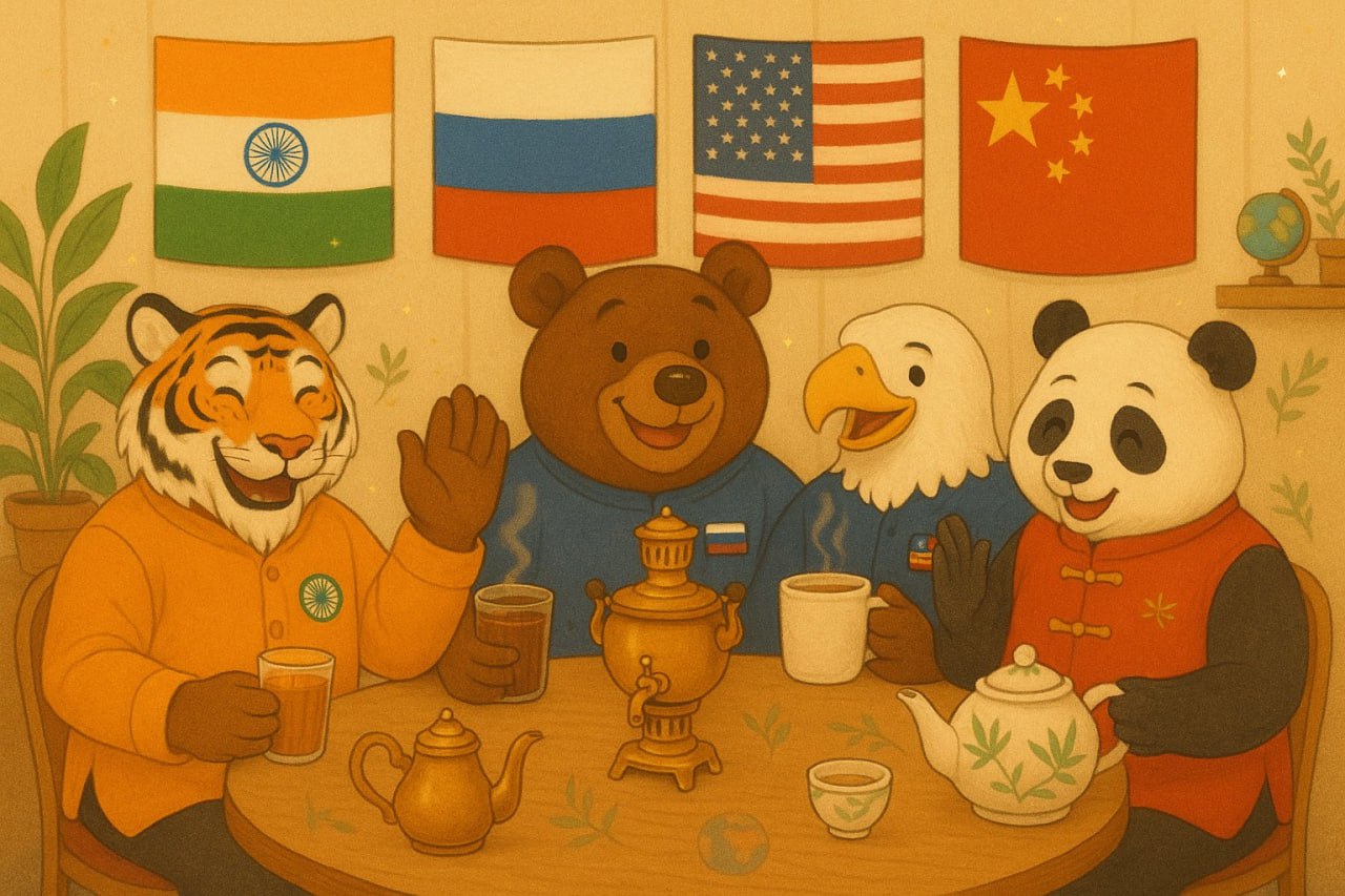 Тигр, медведь, орел и панда